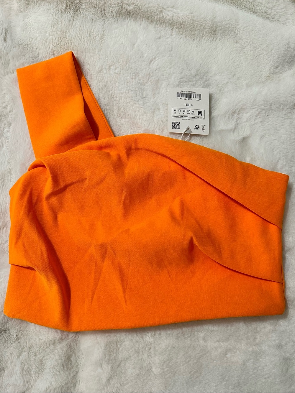 Zara One-Shoulder Orange Crop Top - Picture 3 of 6